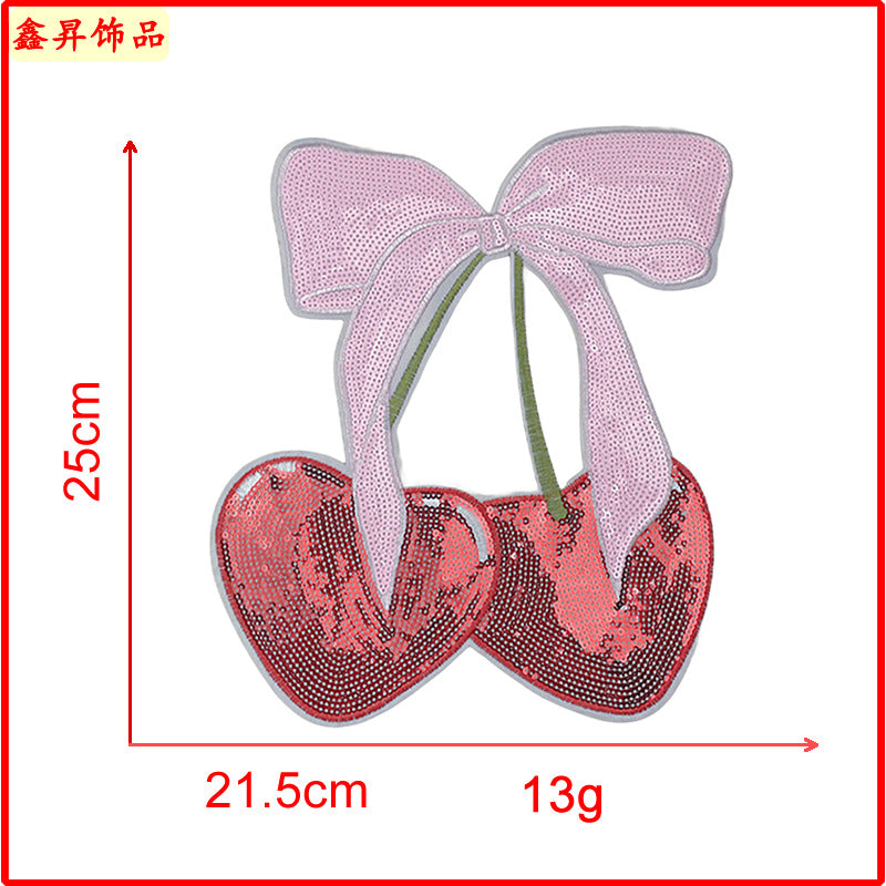 Wholesale personality exquisite cherry cherries beads sequins embroidered patch cloth stickers clothes